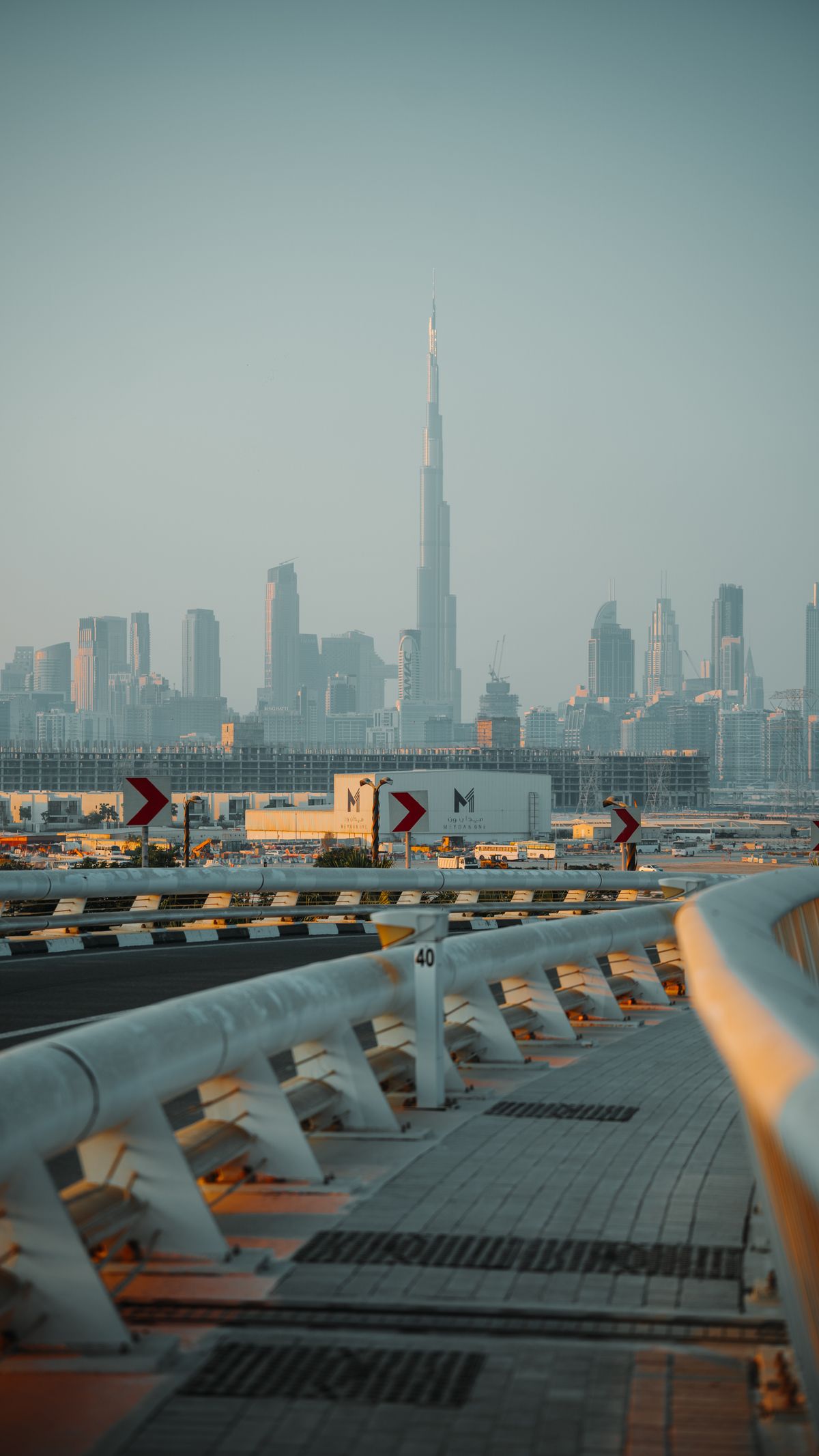Burj Khalifa and Downtown Dubai at sunrise