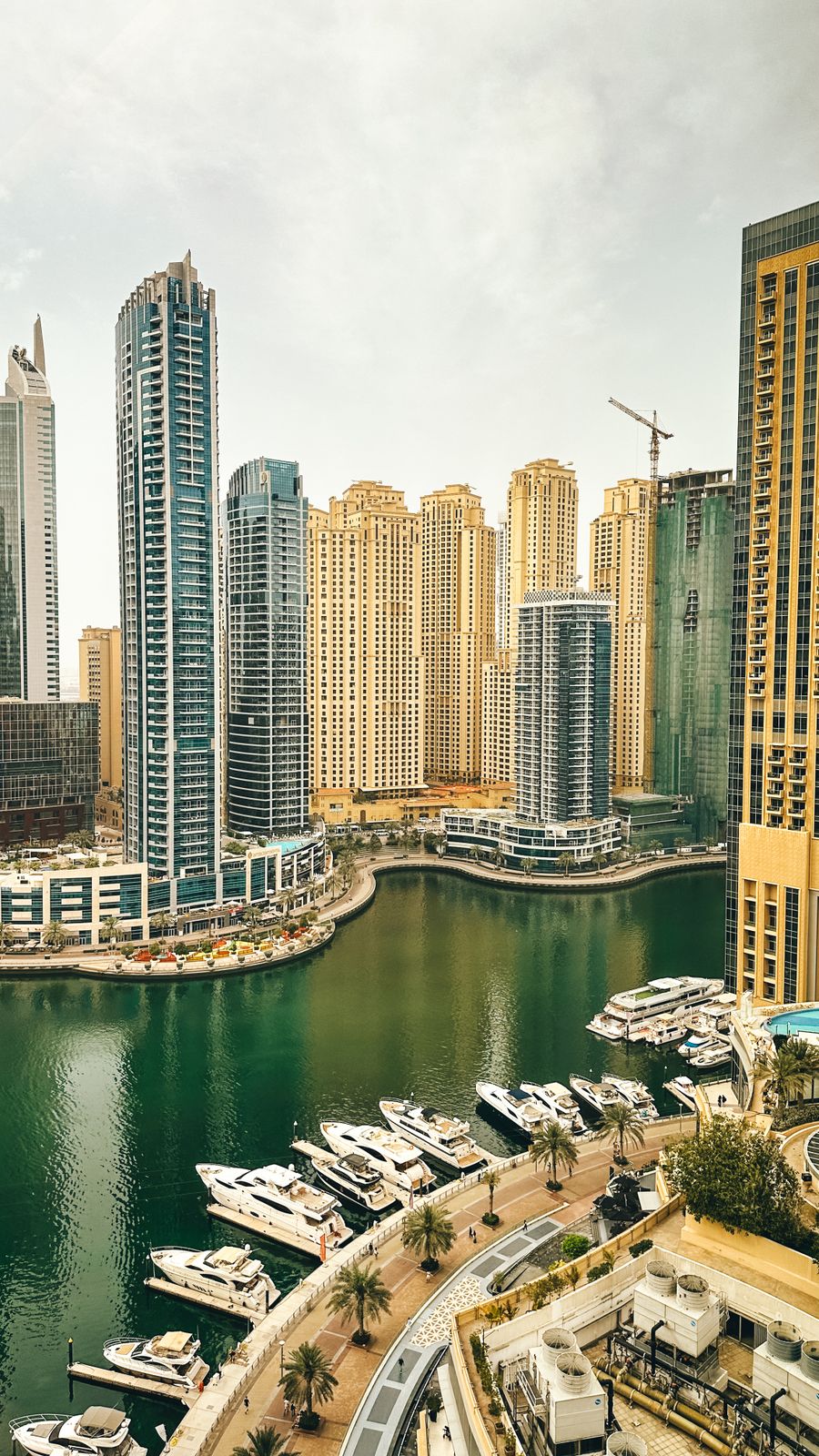 Dubai Marina towers and yachts