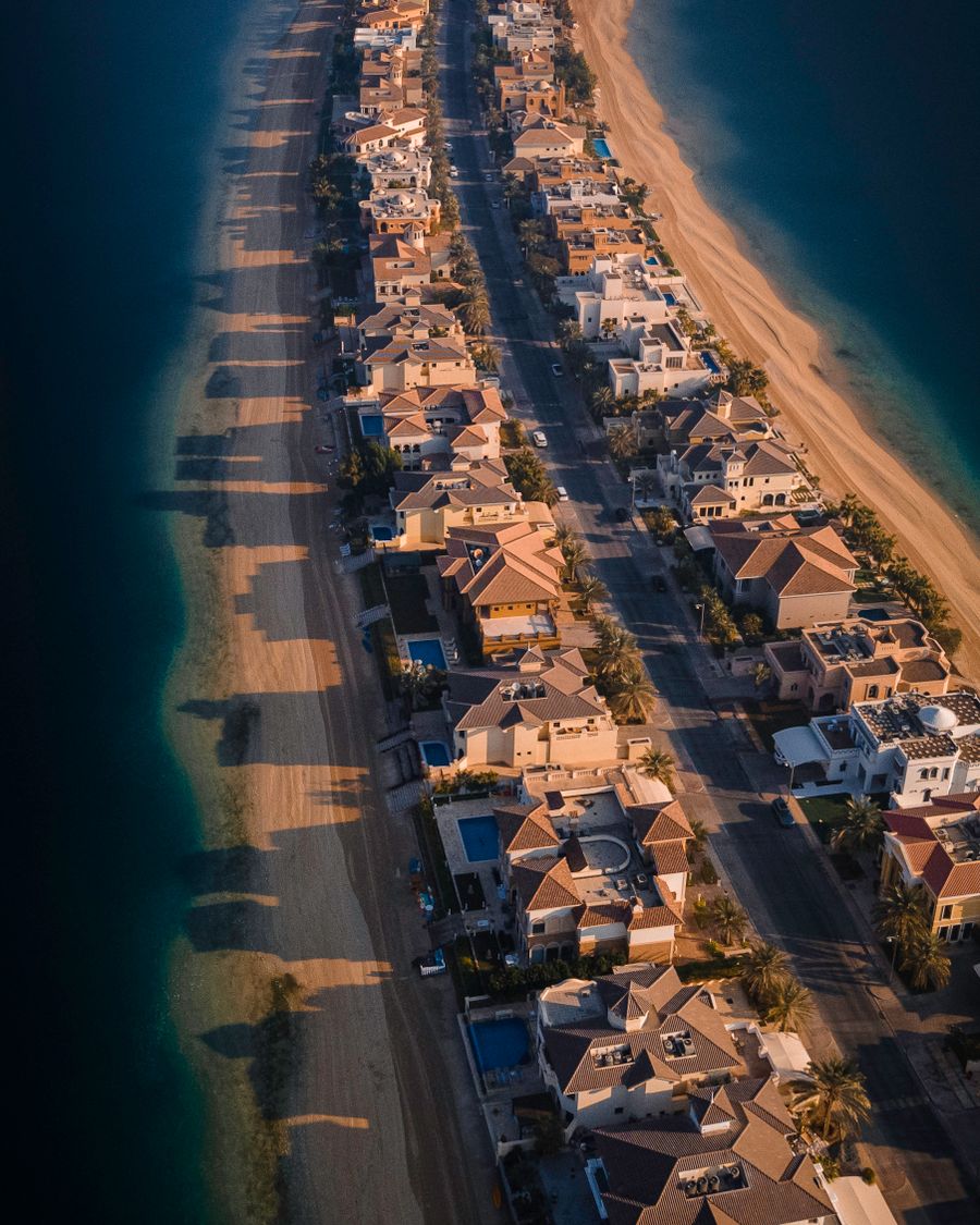 Palm Jumeirah villas from above